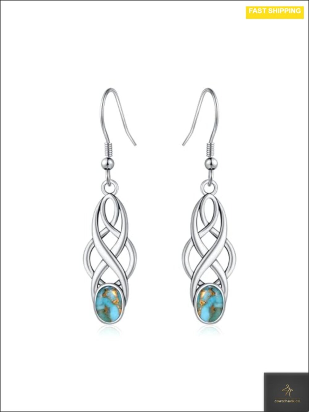 Sterling Silver Lightweight Celtic Dangle Turquoise Earrings